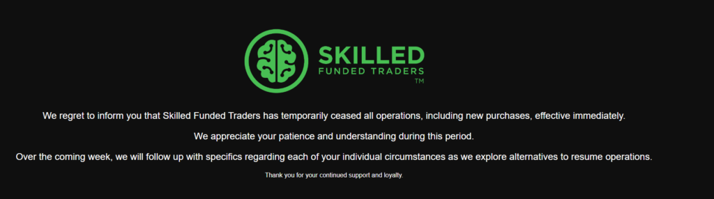 Skill Funded Trader SHUTDOWN